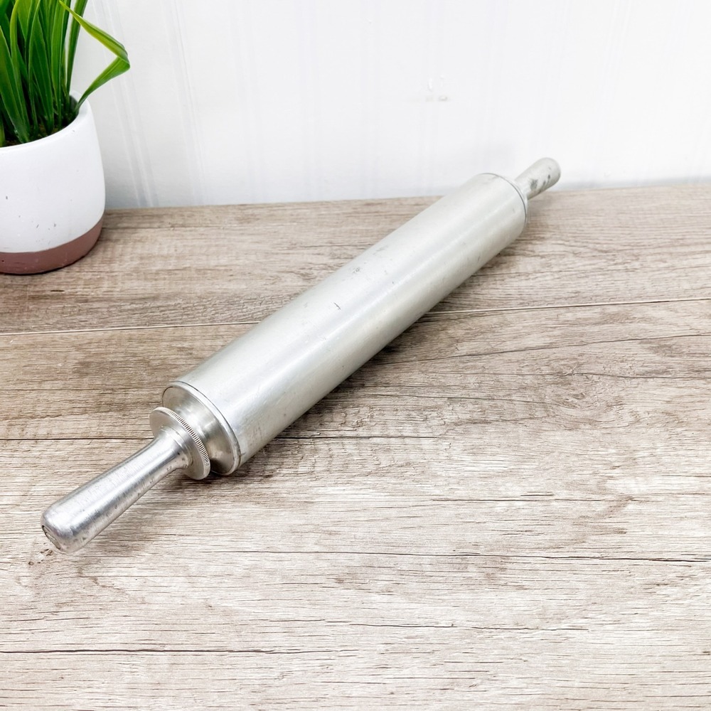 Vintage Stainless Steel Rolling Pin Pastry Pizza Farmhouse Kitchen Decor